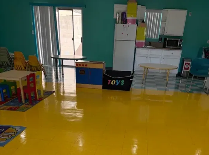 Commercial floor after professional stripping and waxing by EVM